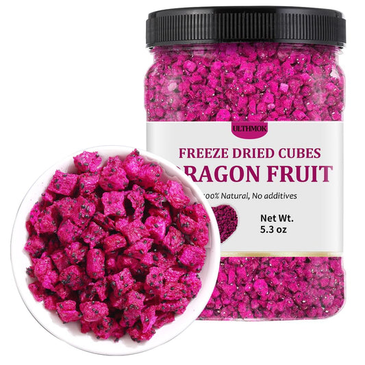 Premium Freeze Dried Dragon Fruit 5.3OZ/150g, Made with 100% Natural Dragonfruits Cube