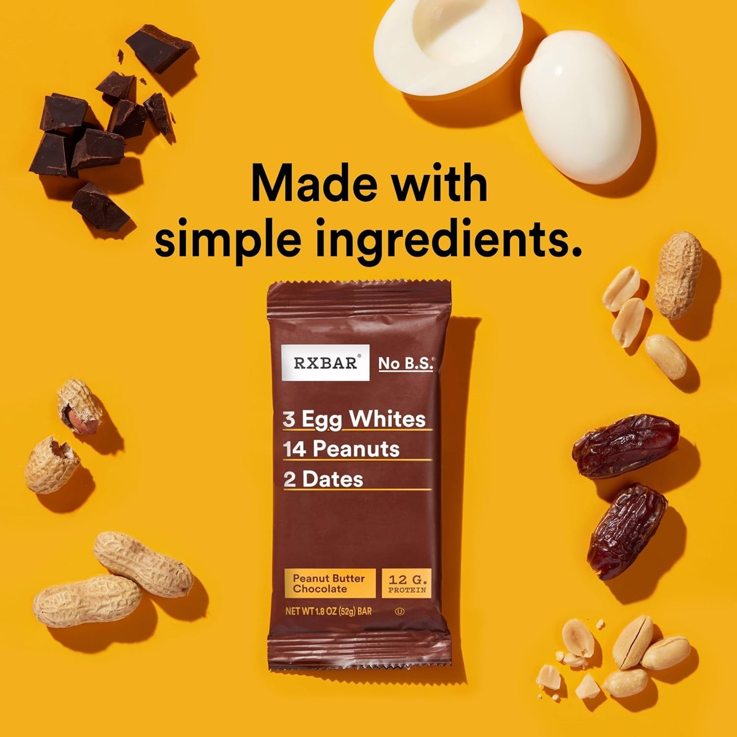 RXBAR Protein Bars, Peanut Butter Chocolate, 10 Count, 18.3oz Box