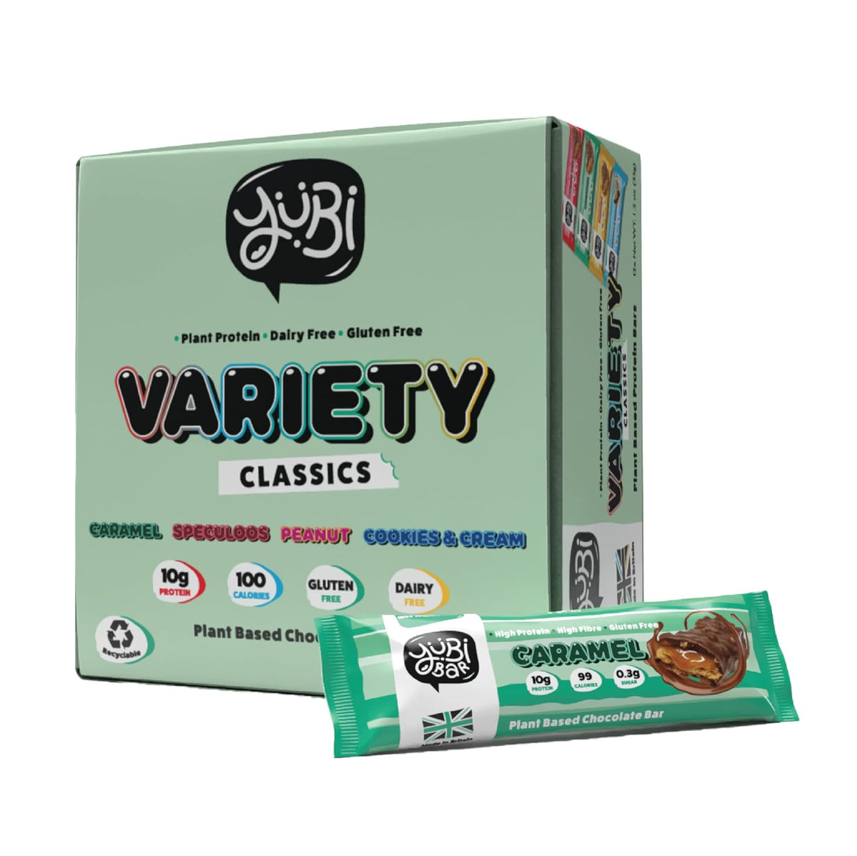 YuBi Bars Variety Pack, 12 Pack, 14.8oz, Gluten Free, Dairy Free, Non-GMO, Low Sugar, Low Carb