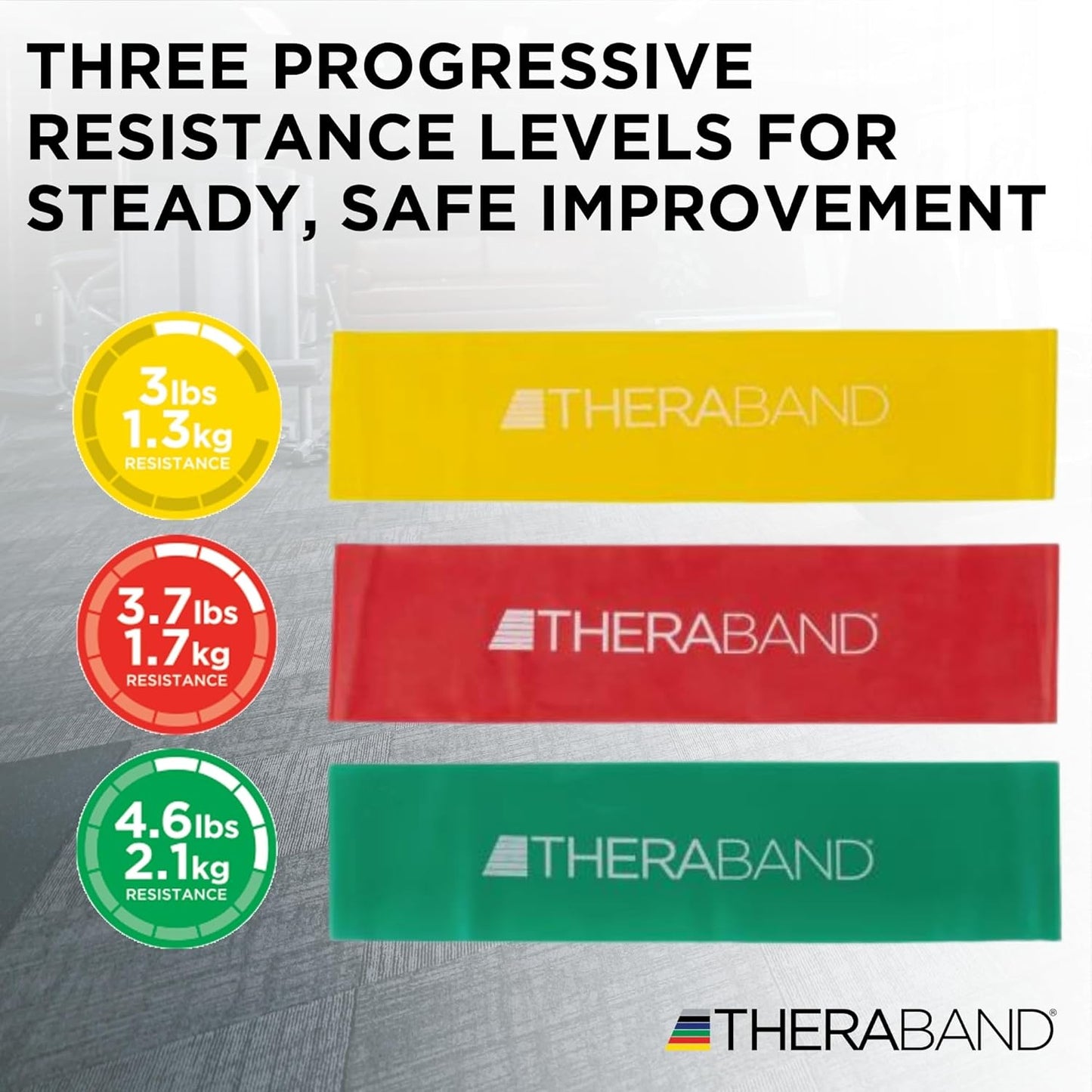 THERABAND Resistance Bands Set, Beginner Kit, Latex Elastic Bands for Exercise