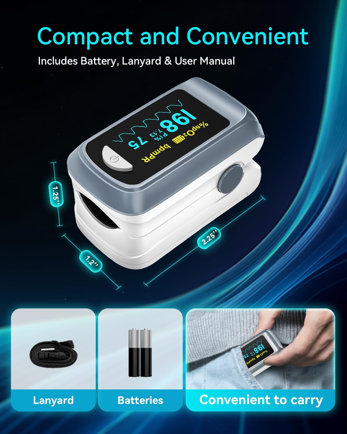 Healthtree JKS50B Fingertip Pulse Oximeter with SpO2 and Heart Rate Monitoring
