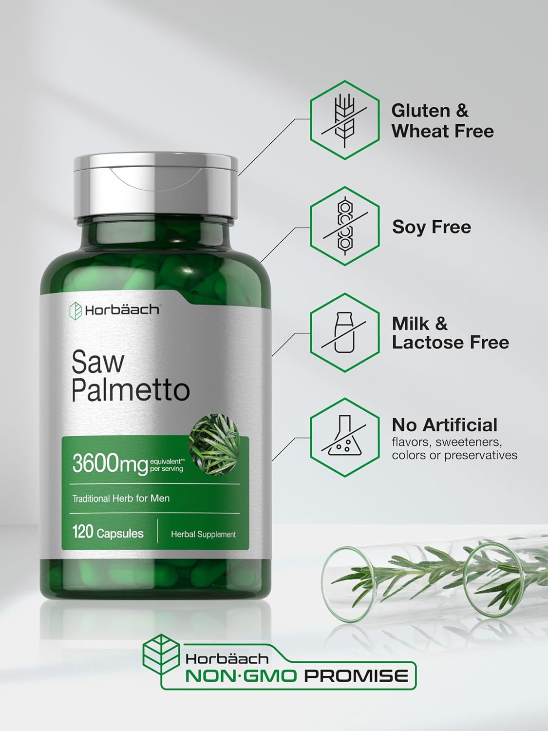 Horbäach Saw Palmetto Extract 120 Capsules Non-GMO Gluten Free