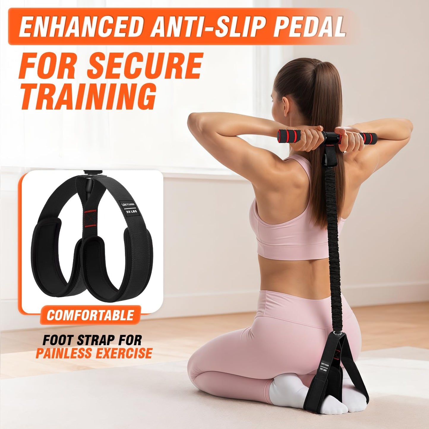 55lbs Pedal Resistance Bands with Handles for Full Body Workout