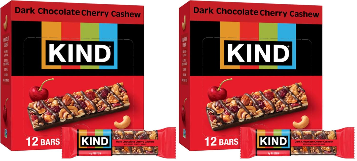 KIND Snack Bars, Caramel Almond & Sea Salt, Gluten Free, Low Sugar, High Fiber, 12 Count