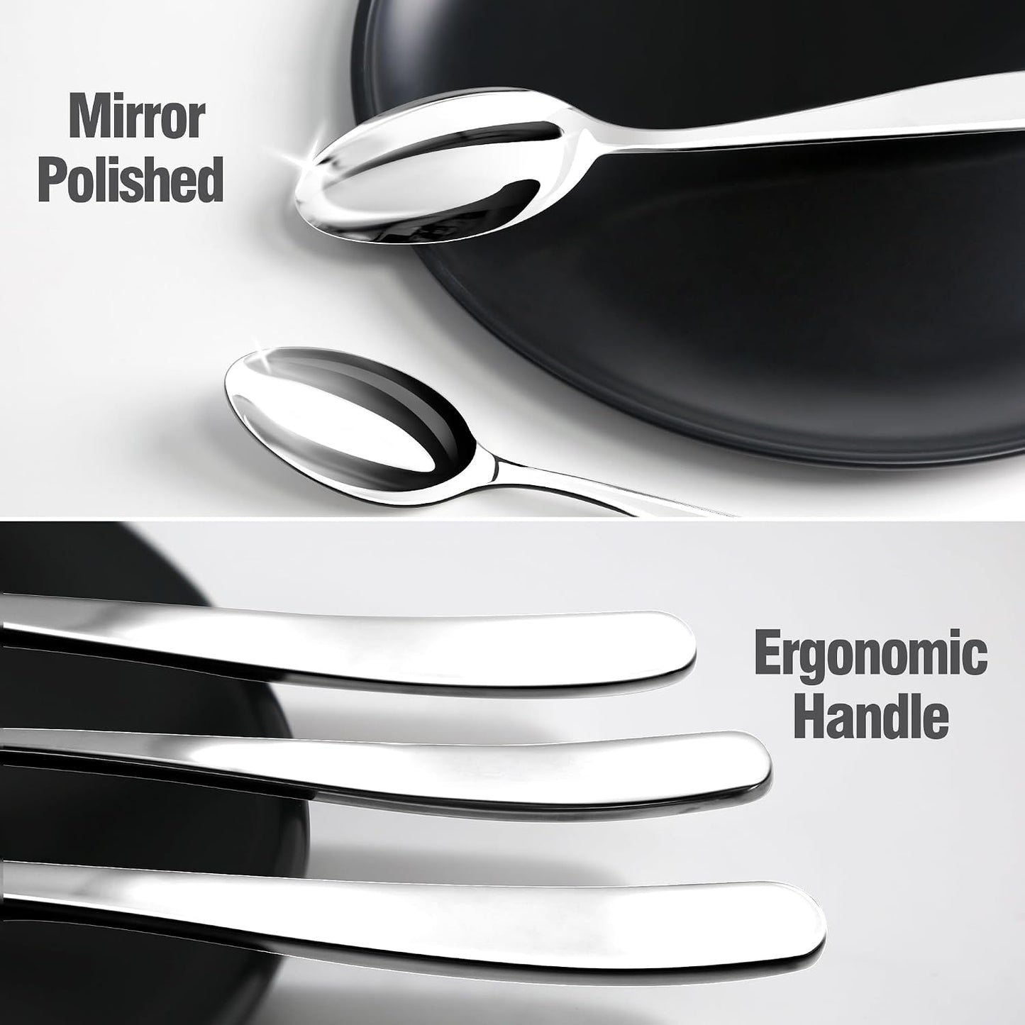 18/10 Silverware Set for 8, 40 Piece Stainless Steel Flatware Set Cutlery | Rust Proof Mirror Polished knives Forks Spoons Utensils, Dishwasher Safe for Dinner Home Kitchen,Wedding Party