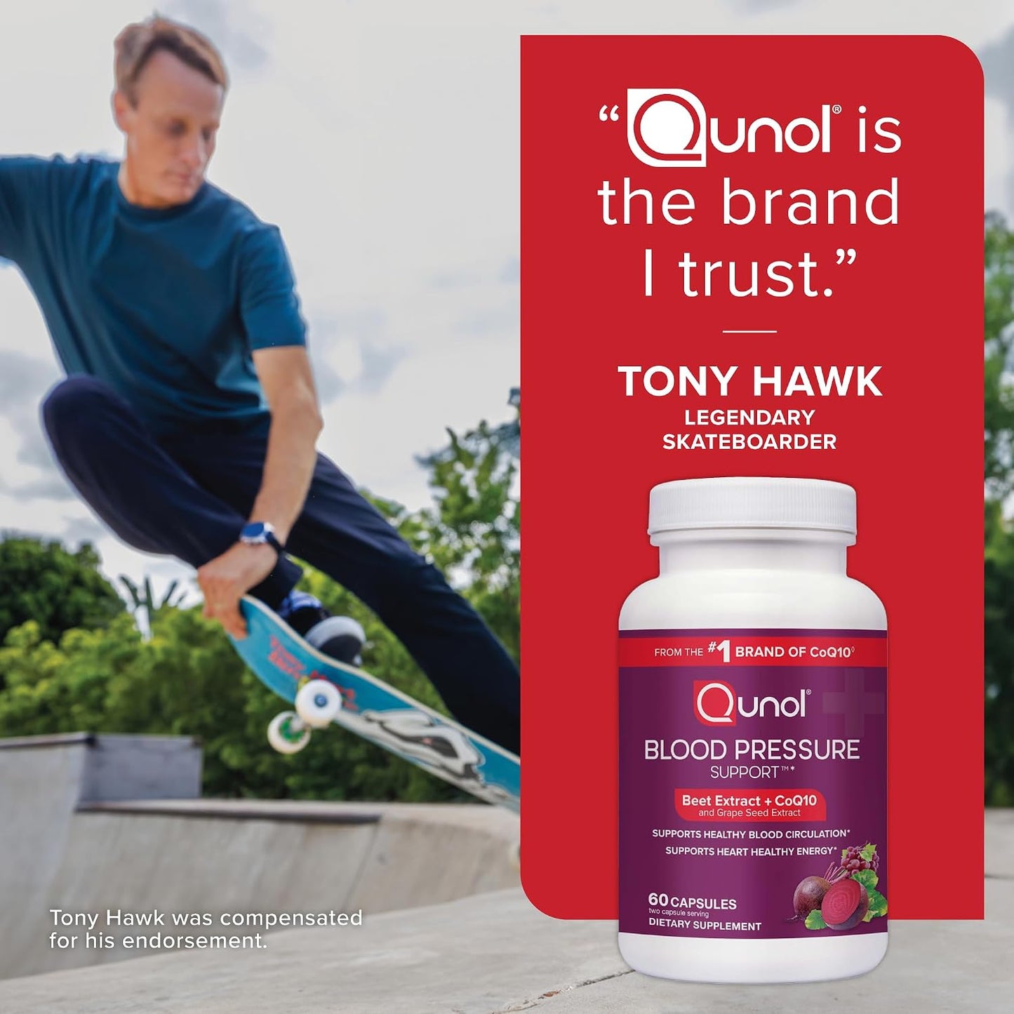 Qunol Blood Pressure Support, 3 in 1 Beets + CoQ10 + Grape Seed Extract, Beet Root Capsules that Supports Healthy Blood Circulation & Heart Healthy Energy, 60 Count (Pack of 1)