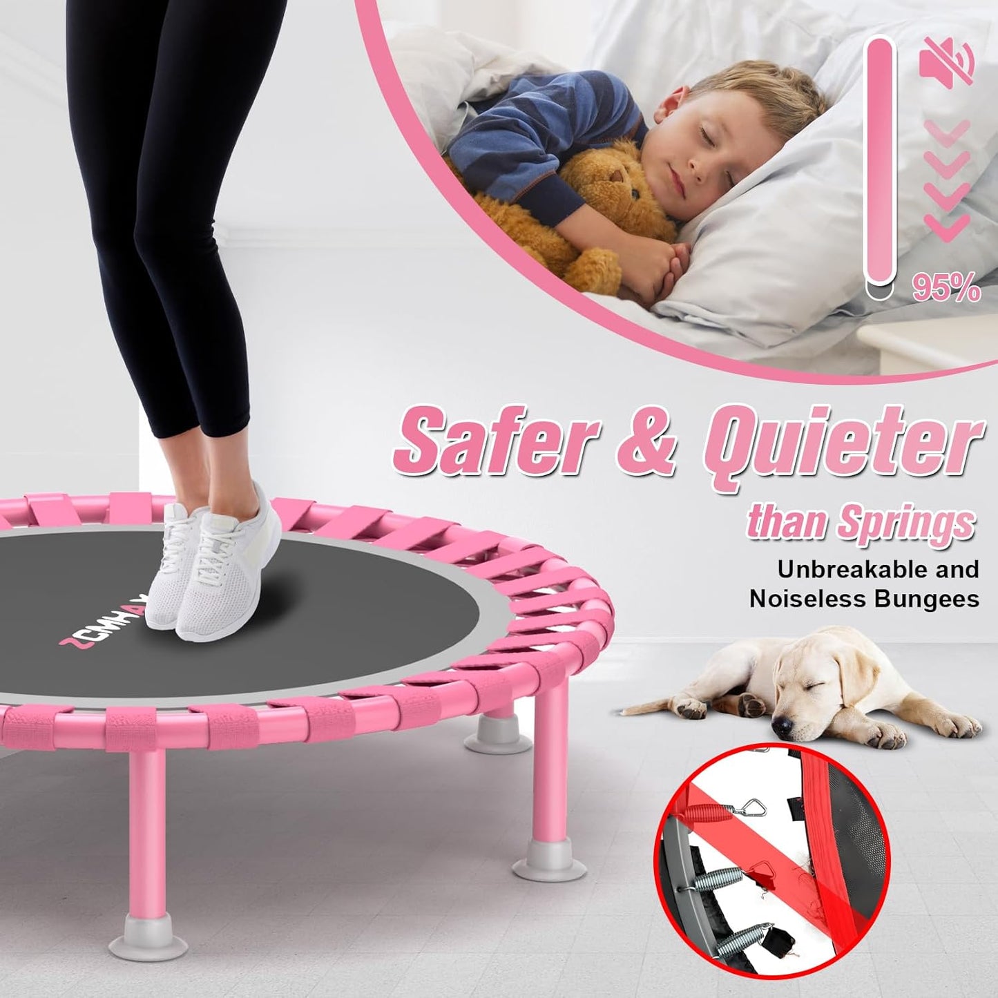 ZCMHAXJ 40" Foldable Mini Trampoline, 450lbs Capacity