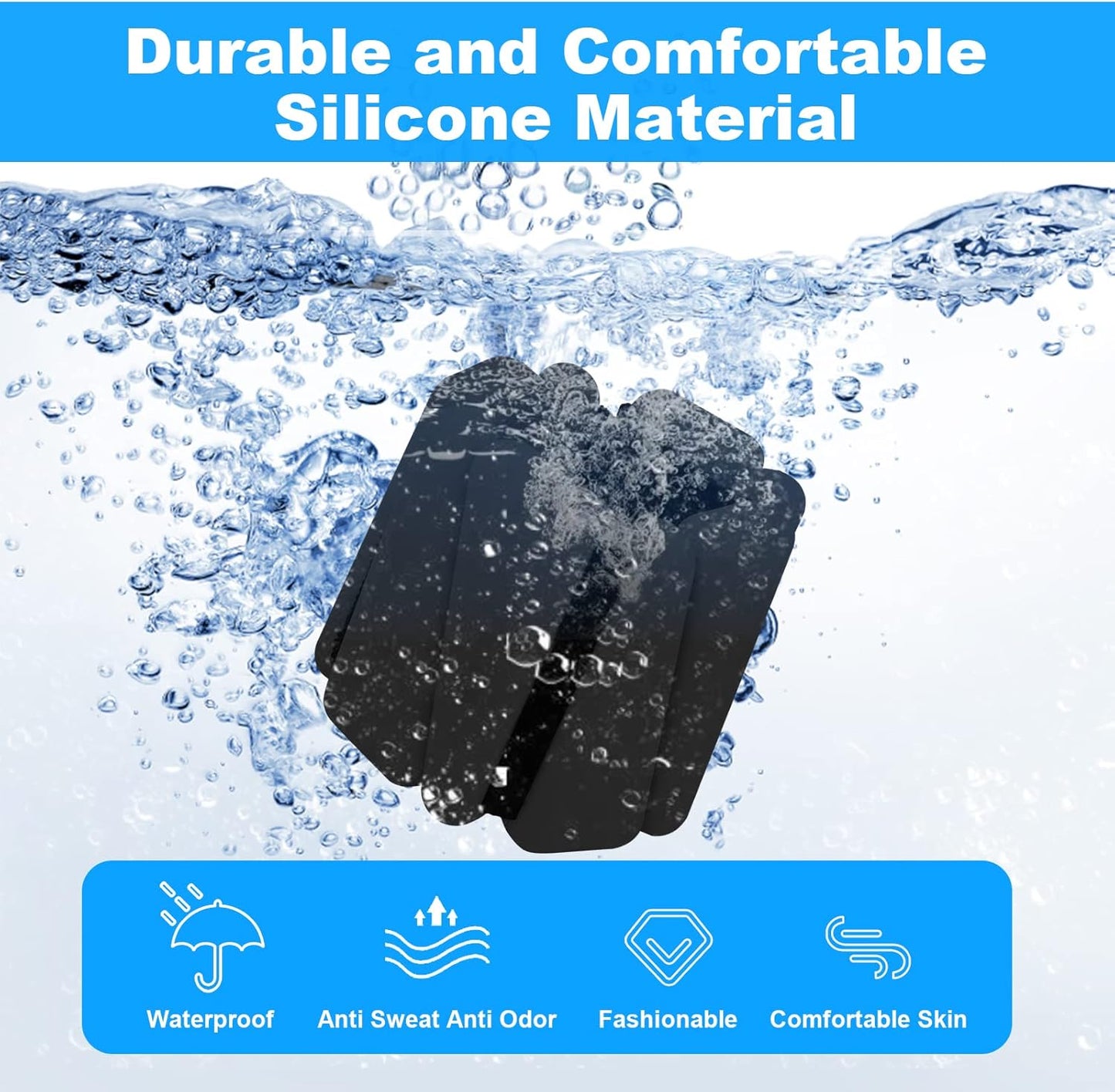 Adjustable Wrist Weights Set of 2, 1lb Each, for Women & Men, Silicone, Sweat-Proof