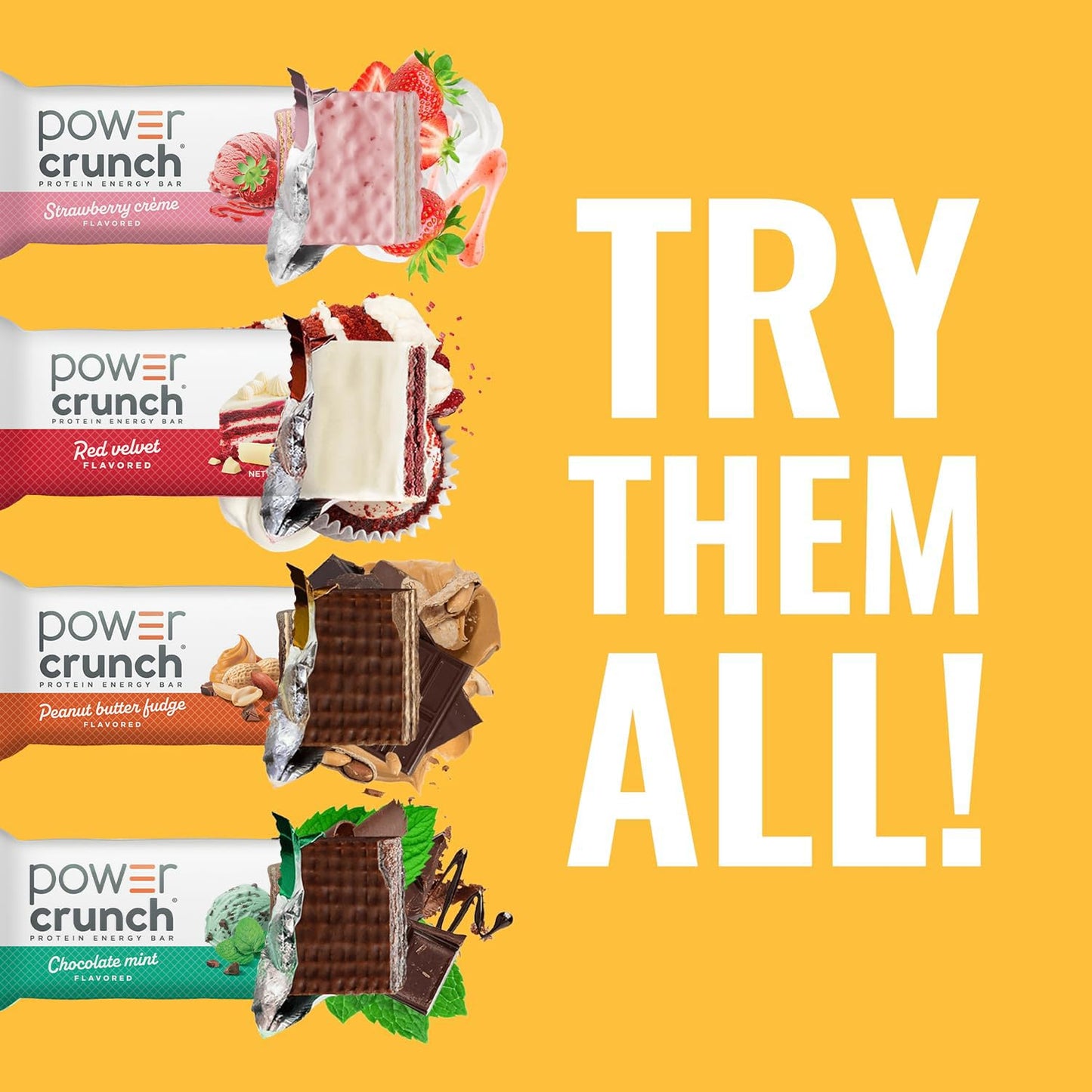 Power Crunch Protein Energy Wafer Bars, Chocolate Strawberry, 1.4 Ounce, 12 Count