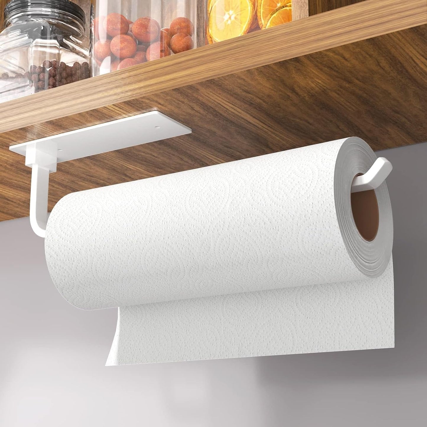 Paper Towel Holder - Self-Adhesive or Drilling, Matte Black | Under-Cabinet or Wall-Mounted | Kitchen Roll Dispenser | Upgraded Aluminum | Lighter Yet Stronger Than Stainless Steel
