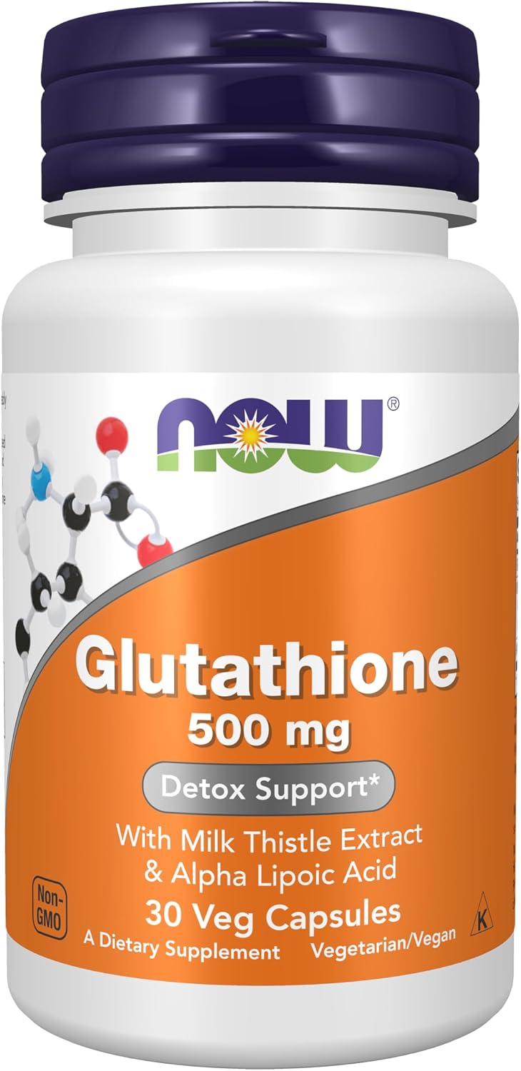 NOW Foods Supplements, Glutathione 500 mg, With Milk Thistle Extract & Alpha Lipoic Acid, Free Radical Neutralizer*, 60 Veg Capsules