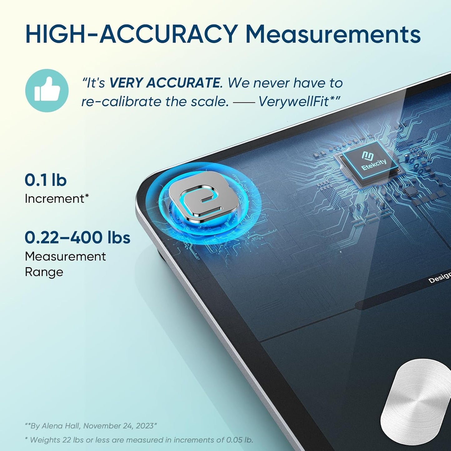 Etekcity Smart Scale for Body Weight, Bluetooth, BMI, Muscle Mass