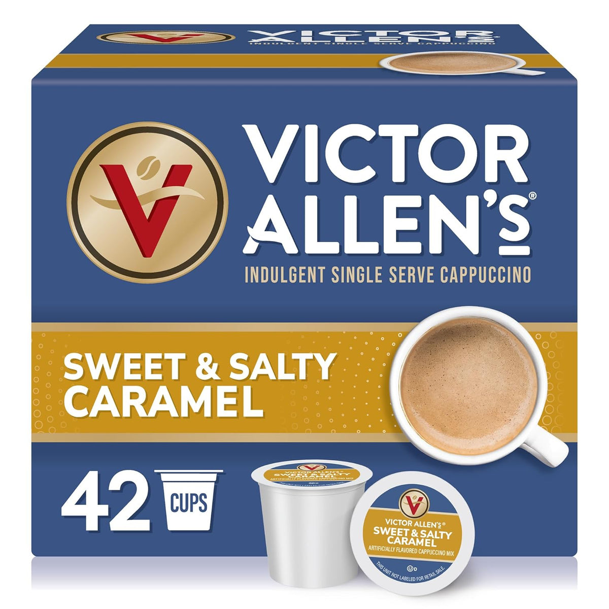 Victor Allen's Coffee Sweet and Salty Caramel Flavored Cappuccino Mix, 42 Count, Single Serve K-Cup Pods for Keurig K-Cup Brewers
