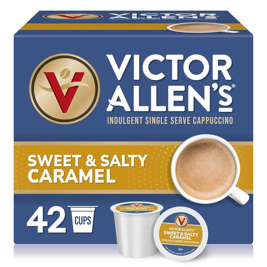 Victor Allen's Coffee Sweet and Salty Caramel Flavored Cappuccino Mix, 42 Count, Single Serve K-Cup Pods for Keurig K-Cup Brewers