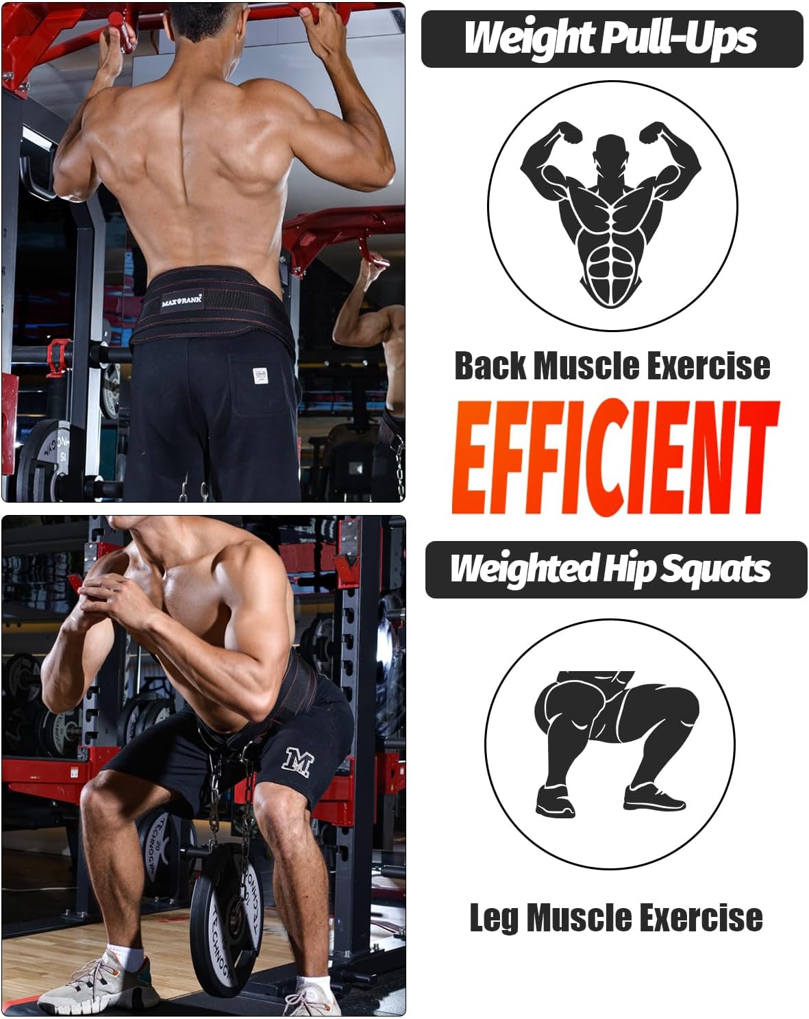 Dip Belt With 37-40" Chain, 550-650lbs Capacity, Weightlifting Belt for Dips & Pullups