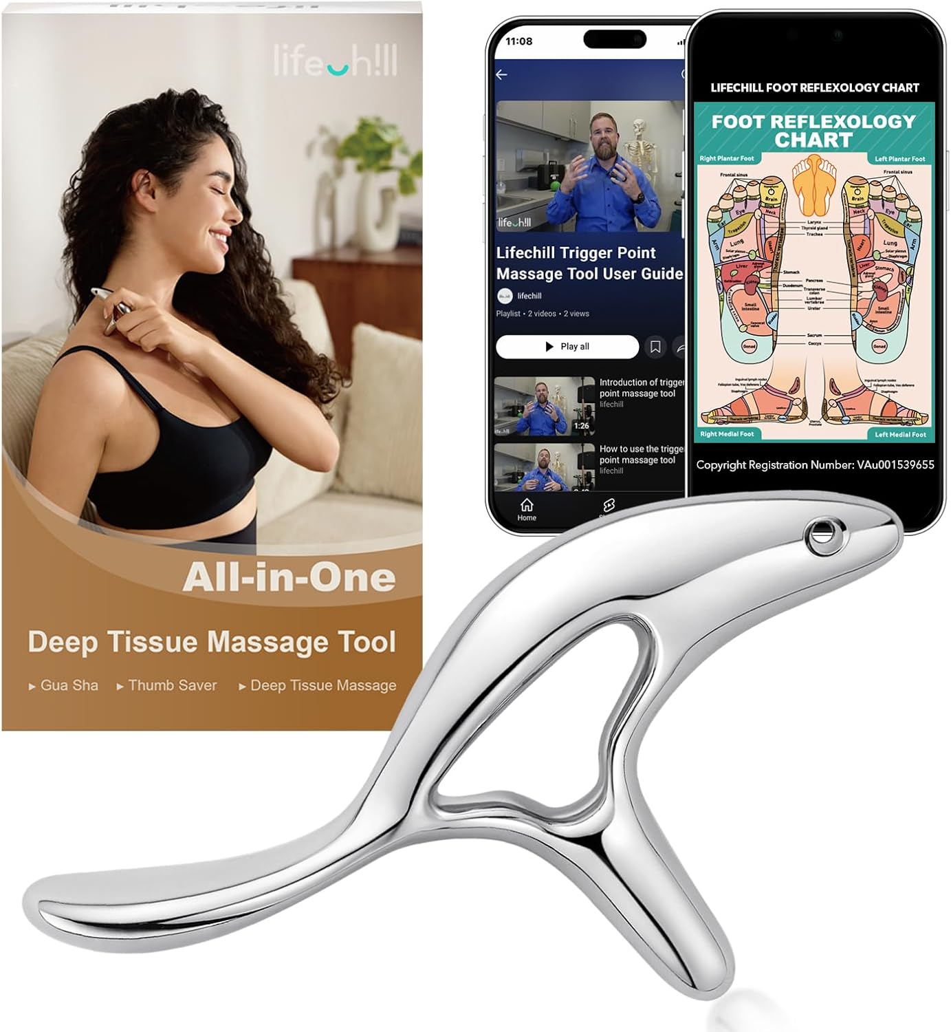 lifechill Trigger Point Massage Tool for Deep Tissue Massage and Gua Sha