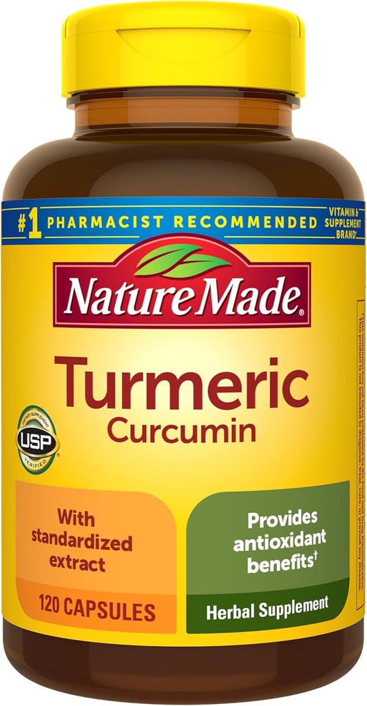 Nature Made Turmeric Curcumin 500 mg, Turmeric Curcumin Supplement for Antioxidant Support, Herbal Supplements, 120 Capsules, 120 Day Supply