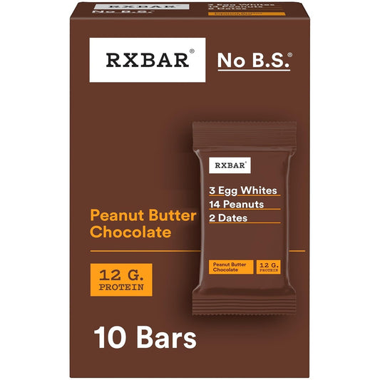 RXBAR Protein Bars, Peanut Butter Chocolate, 10 Count, 18.3oz Box