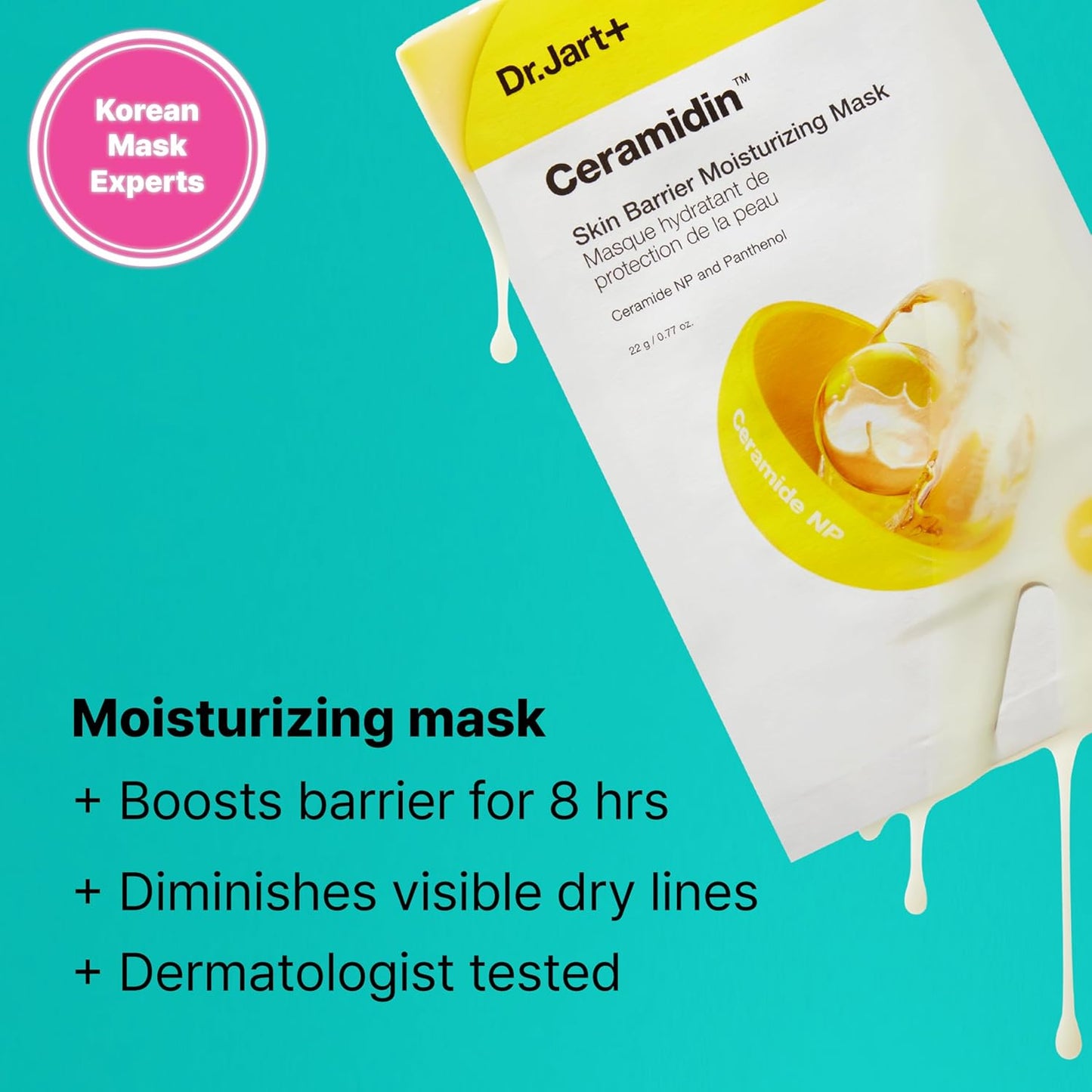 Dr.Jart+ Ceramidin Skin Barrier Moisturizing Korean Face Mask Sheet Mask