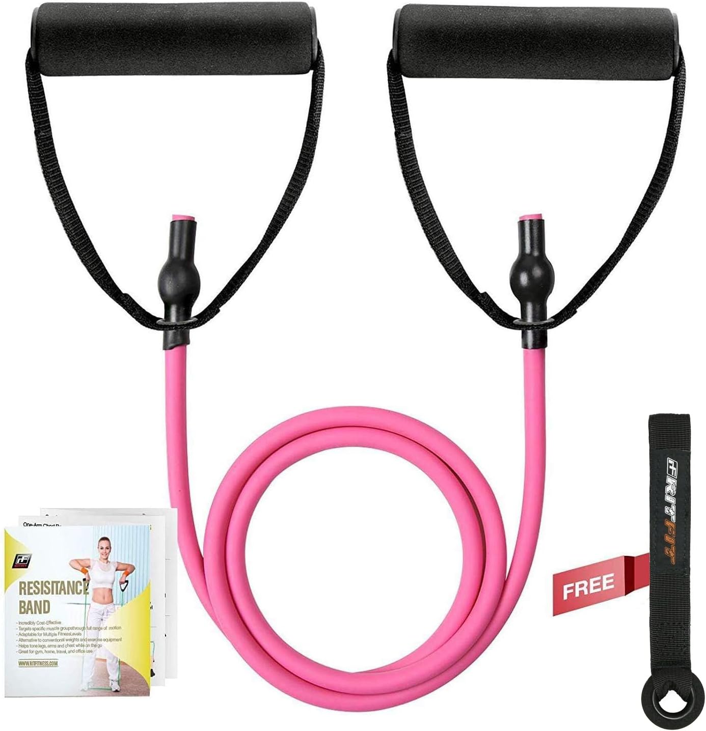 RitFit Single Resistance Exercise Band with Foam Handles - Ideal for Therapy, Strength Training