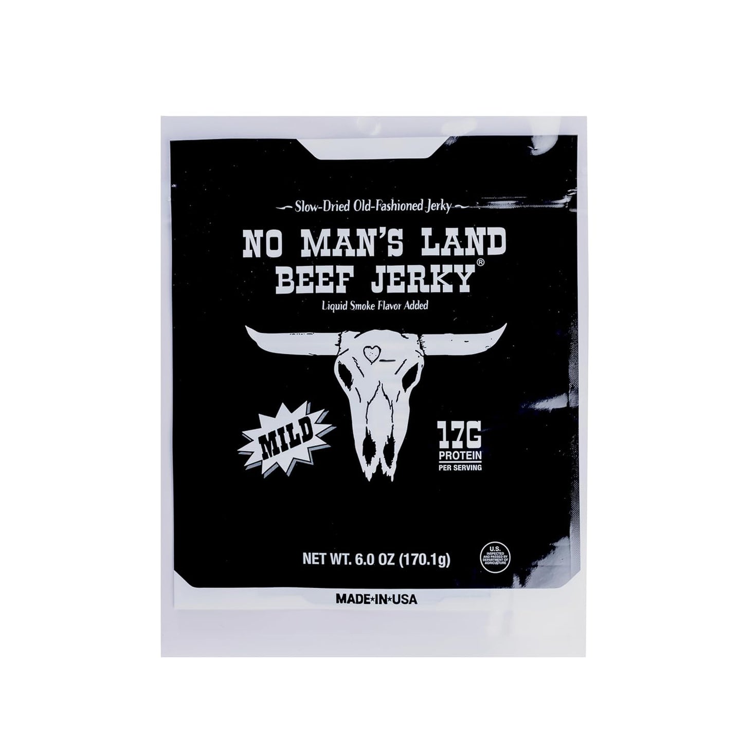 No Mans Land Slow-Dried Beef Jerky, Smoked & Seasoned Jerky Strips, High Protein, Low Carb Beef Snack, Gluten Free
