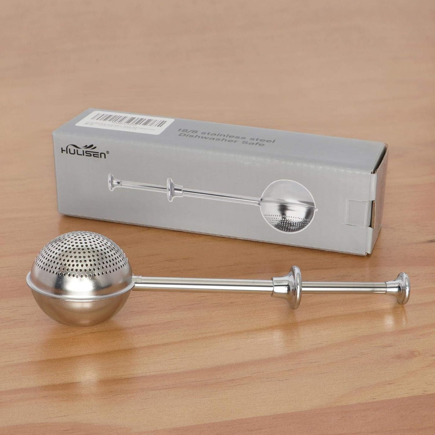 HULISEN Flour Duster, 304 Stainless Steel Flour Sifter for Baking | Spring-Press Handle, Dishwasher Safe, For Flour, Powdered Sugar, Fine Spices, Pick Up and Dust Flour Sifter, Gift Package