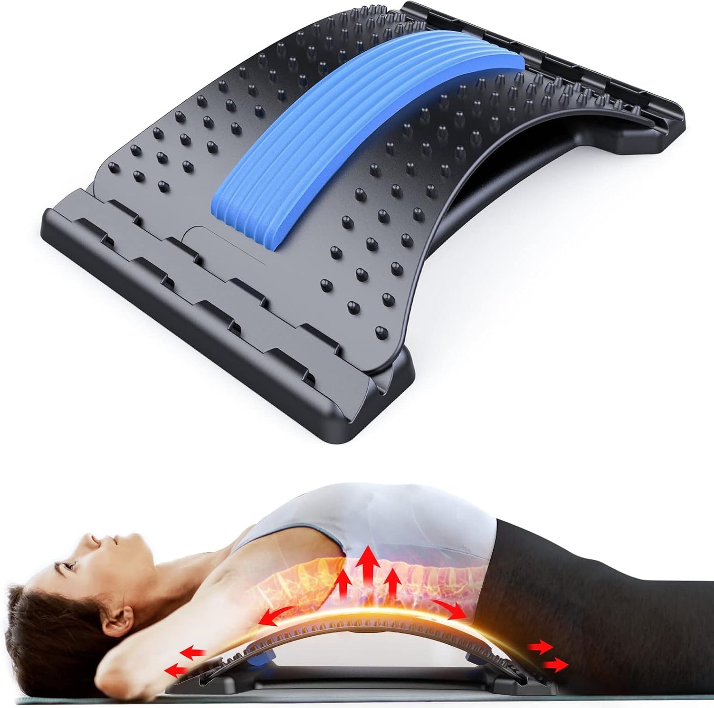 MINOLL Back Stretcher for Lower Back Pain Relief, Adjustable Arch Lumbar Support