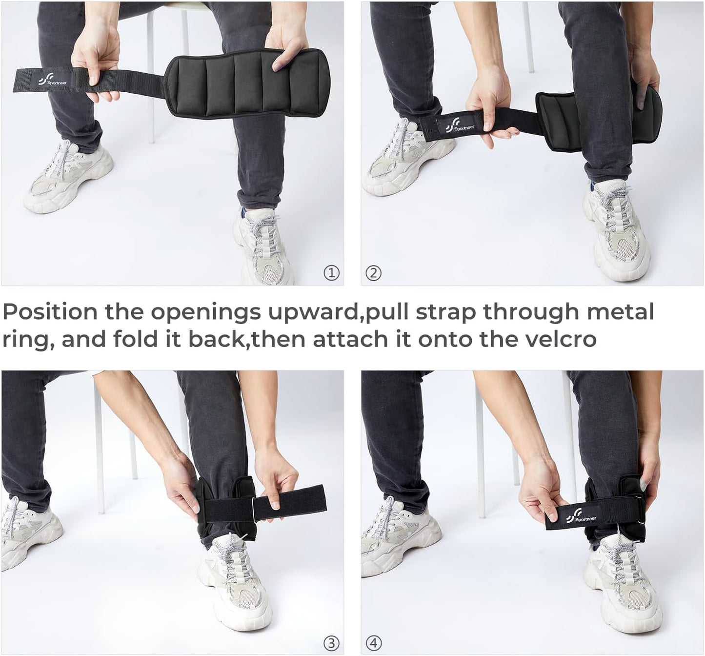 Sportneer Adjustable Ankle Weights Set - 2-10 lbs Removable Neoprene Leg Weights