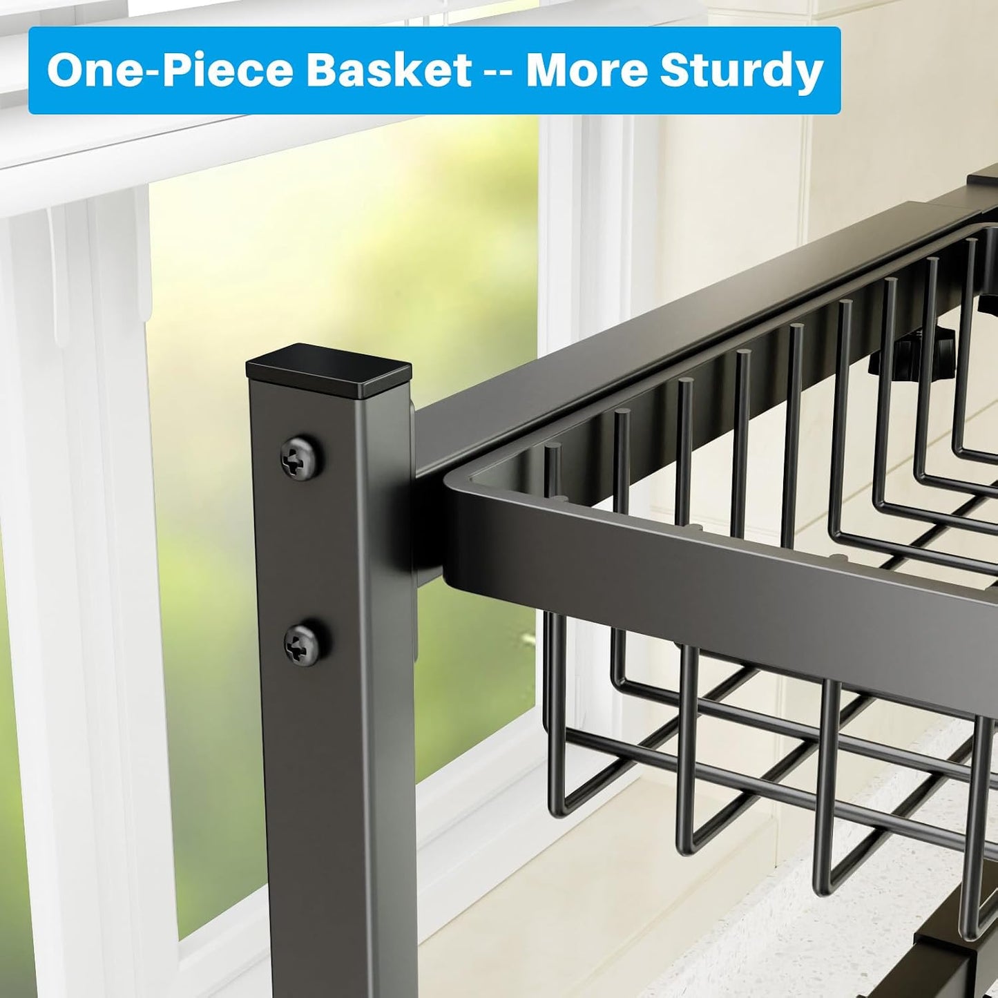 SNSLXH 4 Baskets 2-Tier Over The Sink Dish Drying Rack, 26.57"-35" | Large Dish Drying Rack for Kitchen, Extensible and Adjustable, Saving Kitchen Space