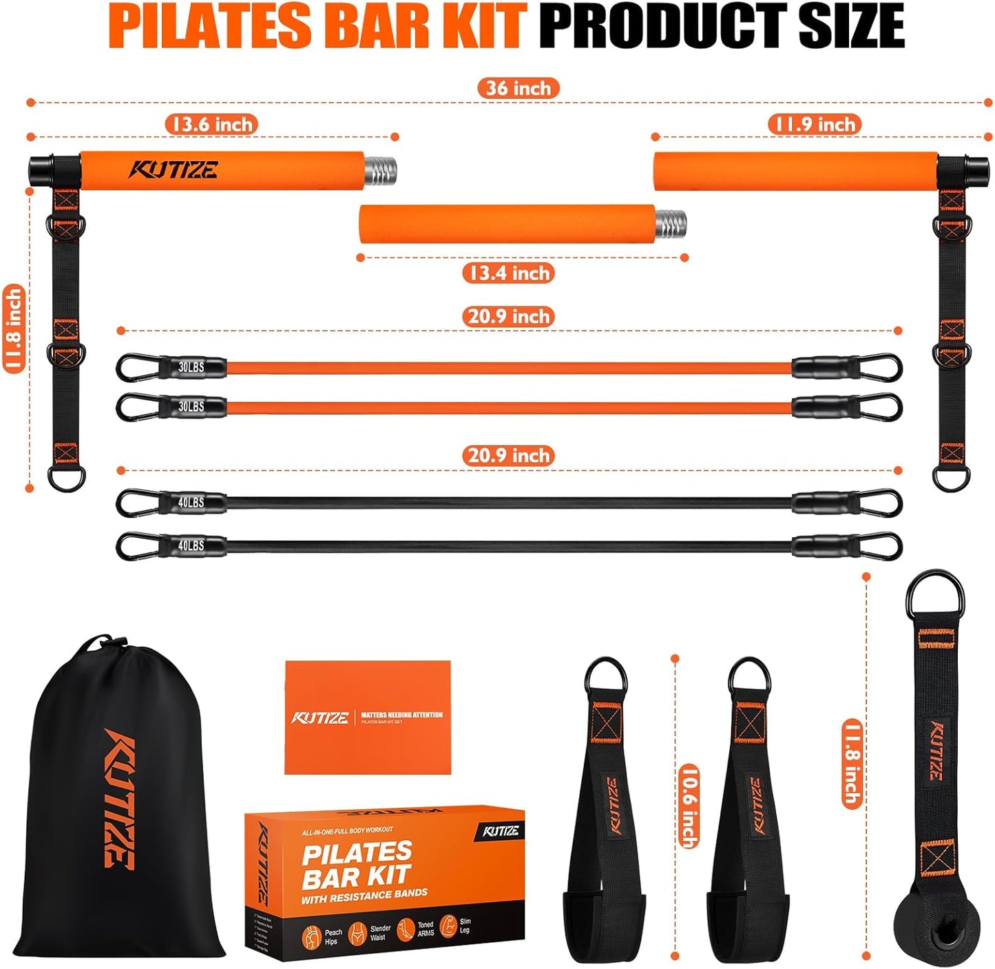 KUTIZE Pilates Bar Kit with Resistance Bands for Full-Body Workouts