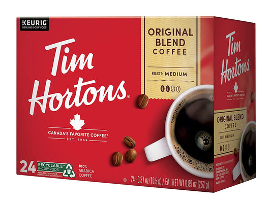 Tim Hortons Original Blend Medium Roast Coffee K-Cup Pods Compatible with Keurig Brewers 24 Count