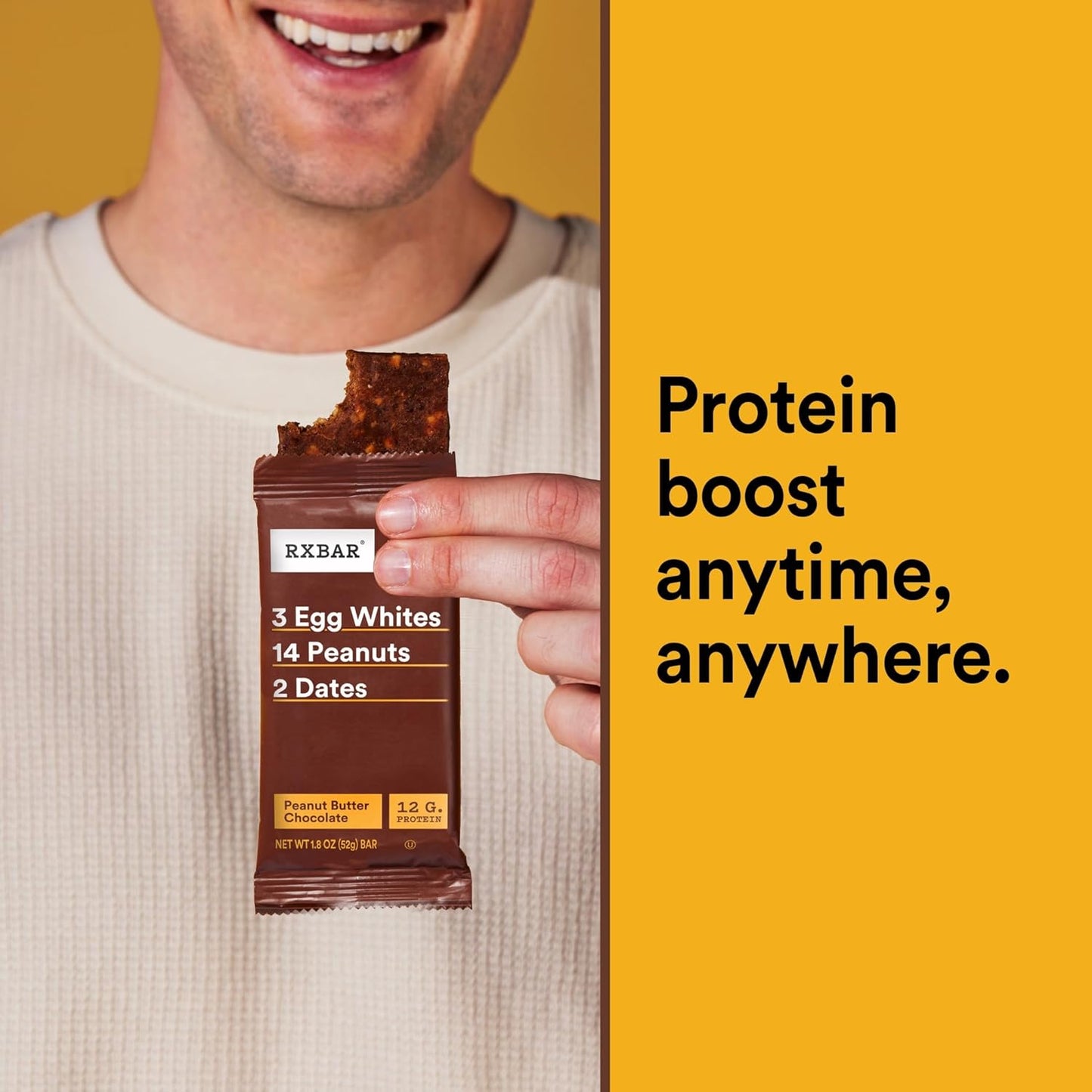 RXBAR Protein Bars, 12 Count, Peanut Butter Chocolate, 22oz Box, Gluten Free