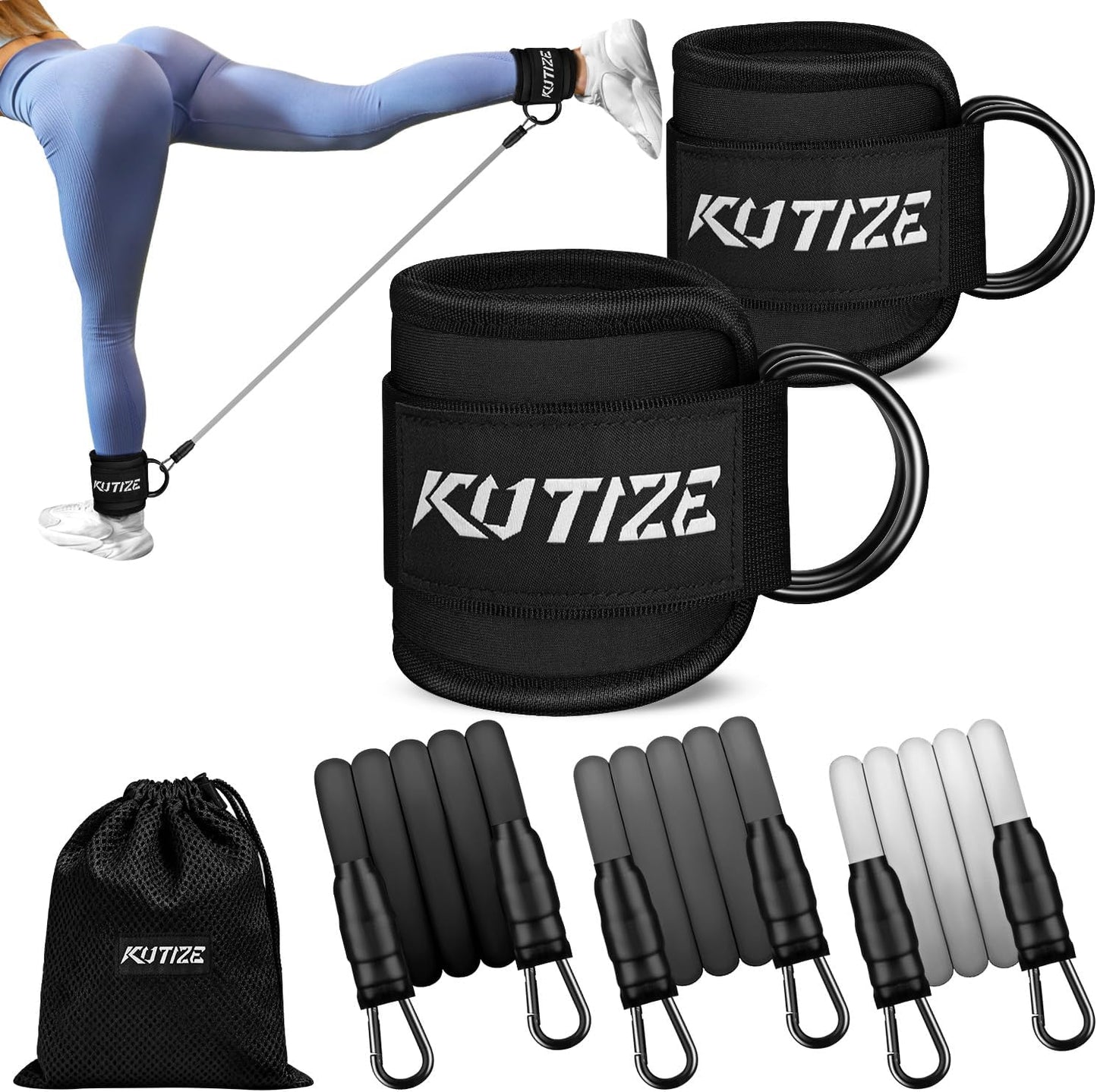 KUTIZE Adjustable Ankle Resistance Bands for Full-Body Workouts