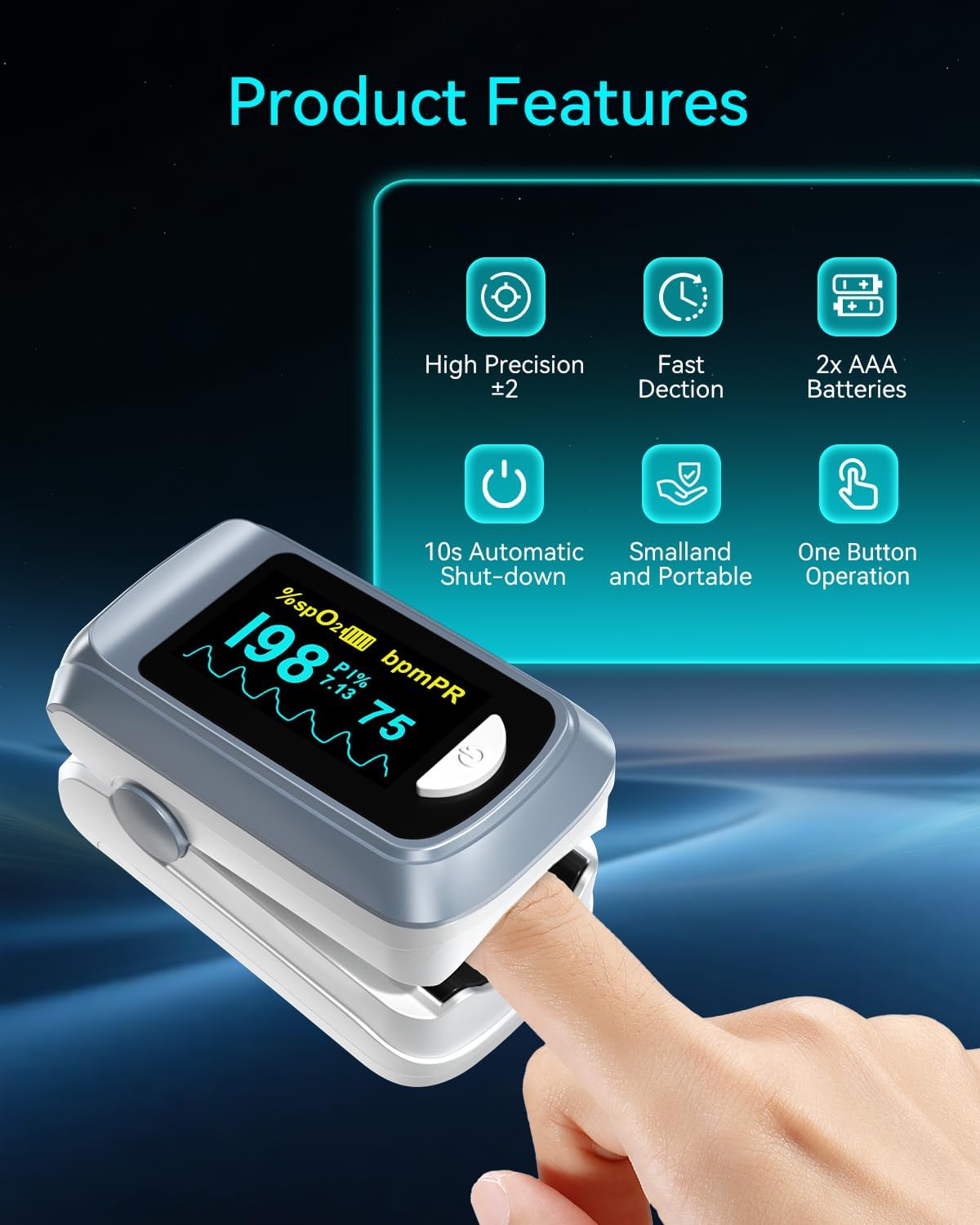 Healthtree JKS50B Fingertip Pulse Oximeter with SpO2 and Heart Rate Monitoring