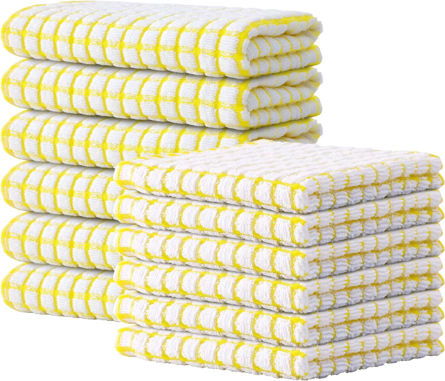Kitinjoy Cotton 8 Pack Terry Kitchen Dish Cloths, 12 x 12 Inches Super Soft and Absorbent Dish Rags, Quick Drying Dish Towels for Washing Dishes, Mixed Color