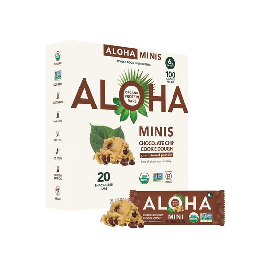 Organic Plant-Based Protein Bars, Chocolate Chip Cookie Dough, 20 Count, 24g Bars, Vegan, Low Sugar, Gluten Free, Paleo, Low Carb, Non-GMO, Stevia Free, Soy Free, No Sugar Alcohols
