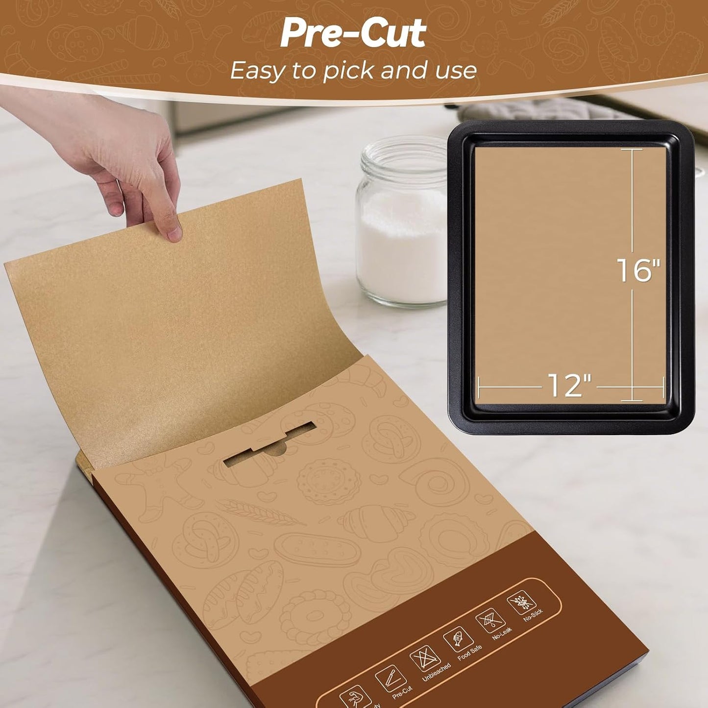 360 Count 12"x 16" Heavy Duty Parchment Paper Sheets for Baking, No-Stick & No-Leak Unbleached Baking Paper, Pre-cut Half Parchment Paper Sheets for Oven, Air Fryer, Microwave