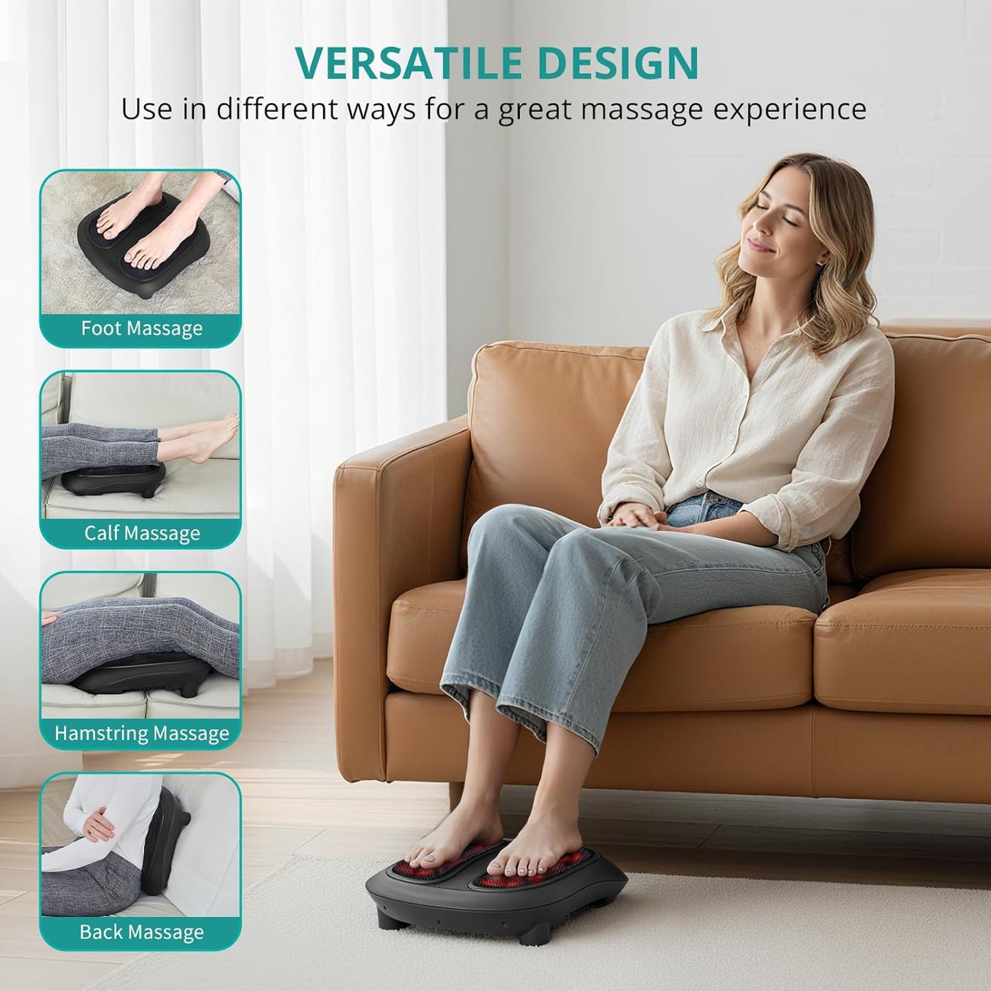 Nekteck Shiatsu Heated Electric Foot Massager with Heat for Pain Relief