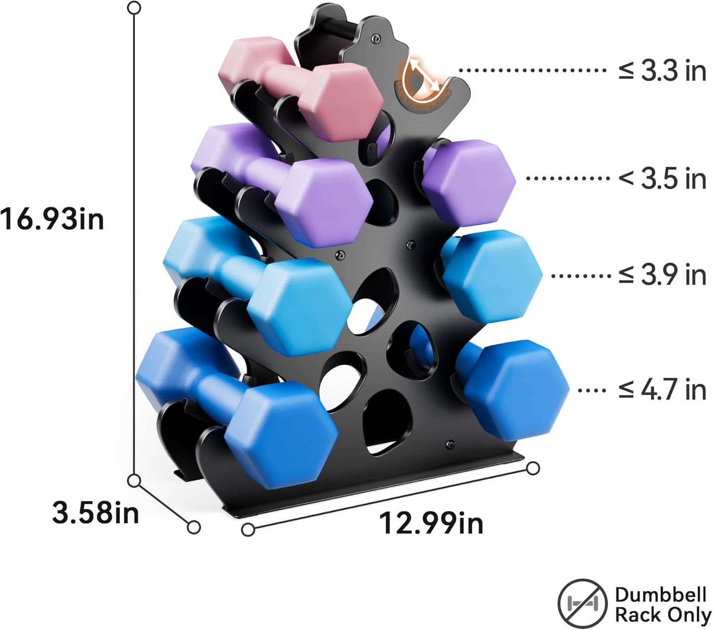 4 Tier Dumbbell Rack - Rust-Resistant Dumbbell Stand for Home Gym