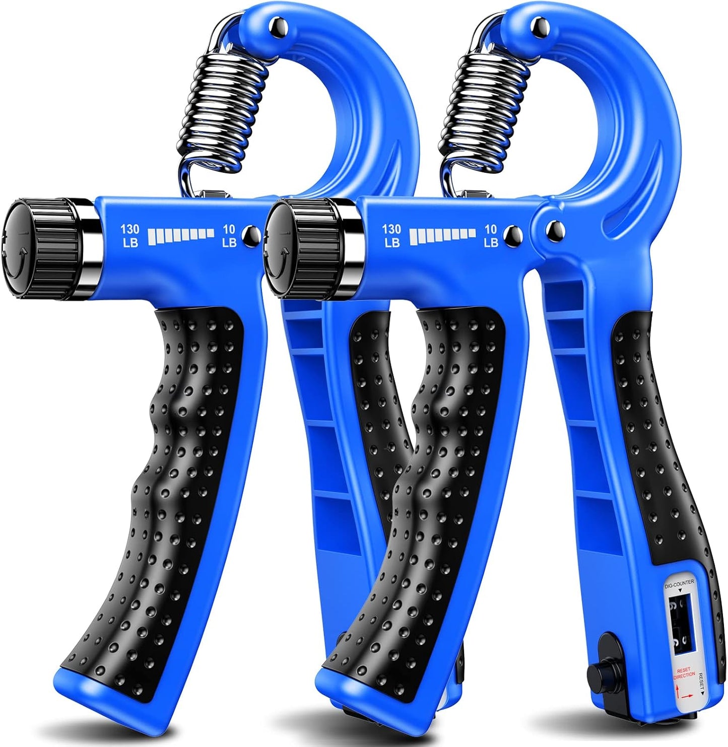 Hand Grip Strengthener 2 Pack - Adjustable Resistance 10-130 lbs, Forearm Exerciser for Muscle Building & Injury Recovery