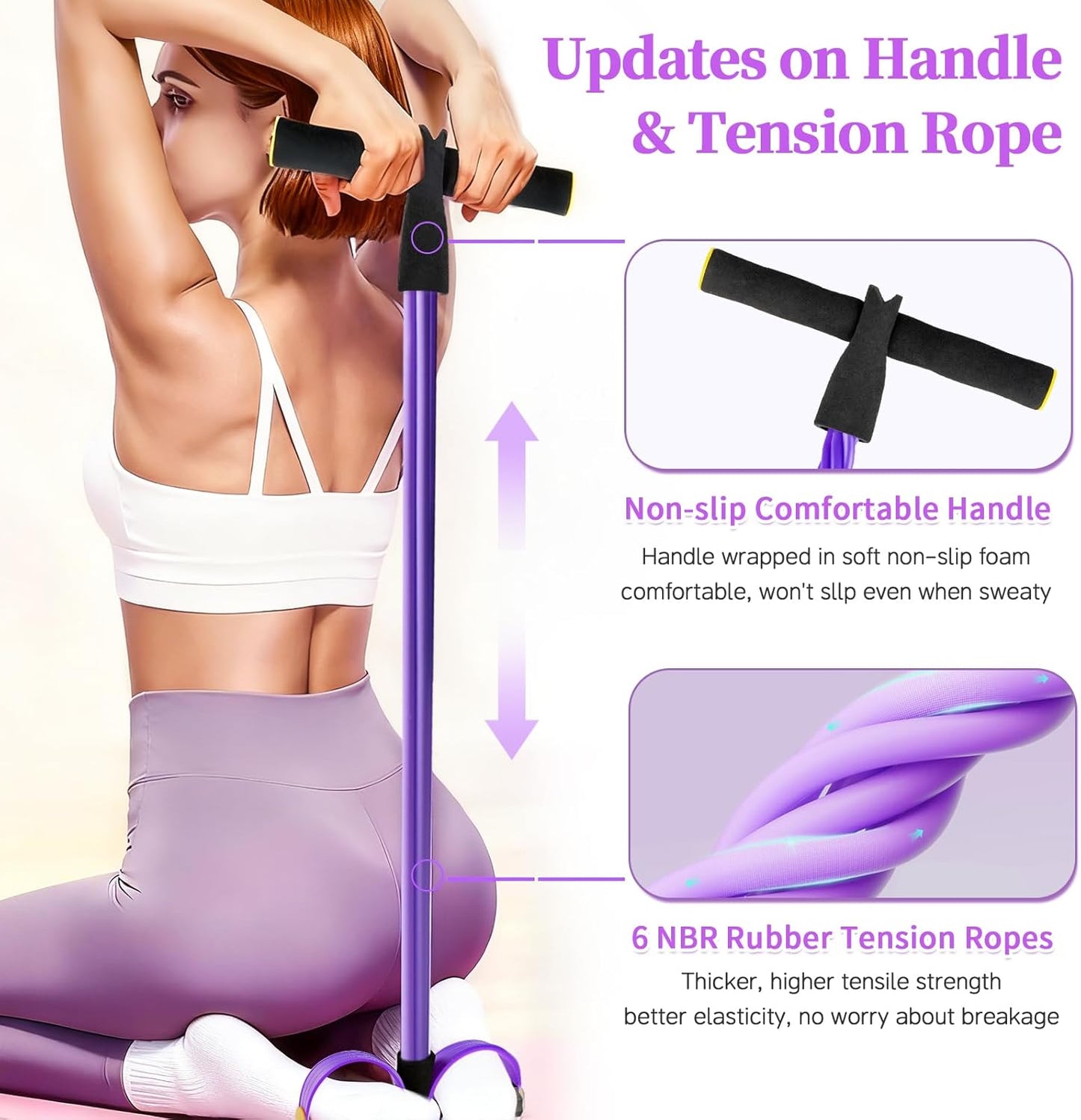 Pedal Resistance Bands with Handles, 6-Tube Tension Training for Full-Body Workout