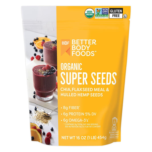 BetterBody Foods Superfood Organic Super Seeds - Blend of Chia, Flax, Hemp, 1lb