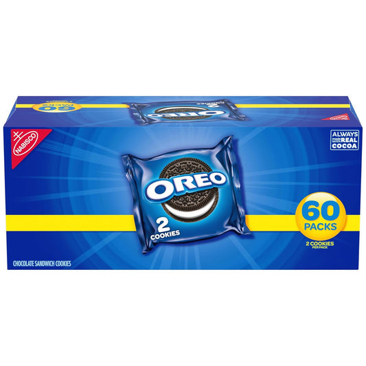 OREO Chocolate Sandwich Cookies, 60 snack packs, 2 cookies per pack, individually wrapped