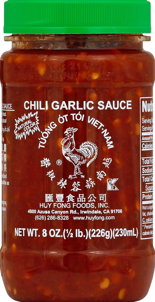 Huy Fong 8 oz Vietnamese Chili Garlic Sauce, Ready-to-Use Condiment or Cooking Sauce