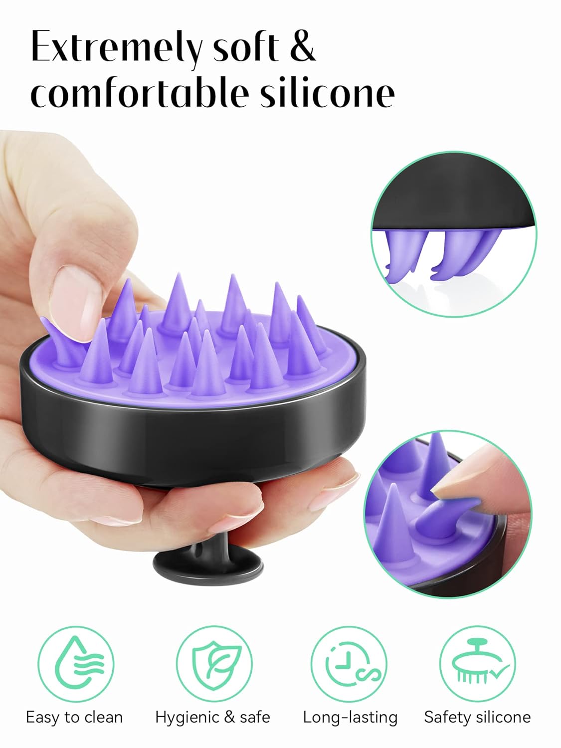 HEETA Scalp Massager for Hair Growth and Relaxation, Soft Silicone Shampoo Brush