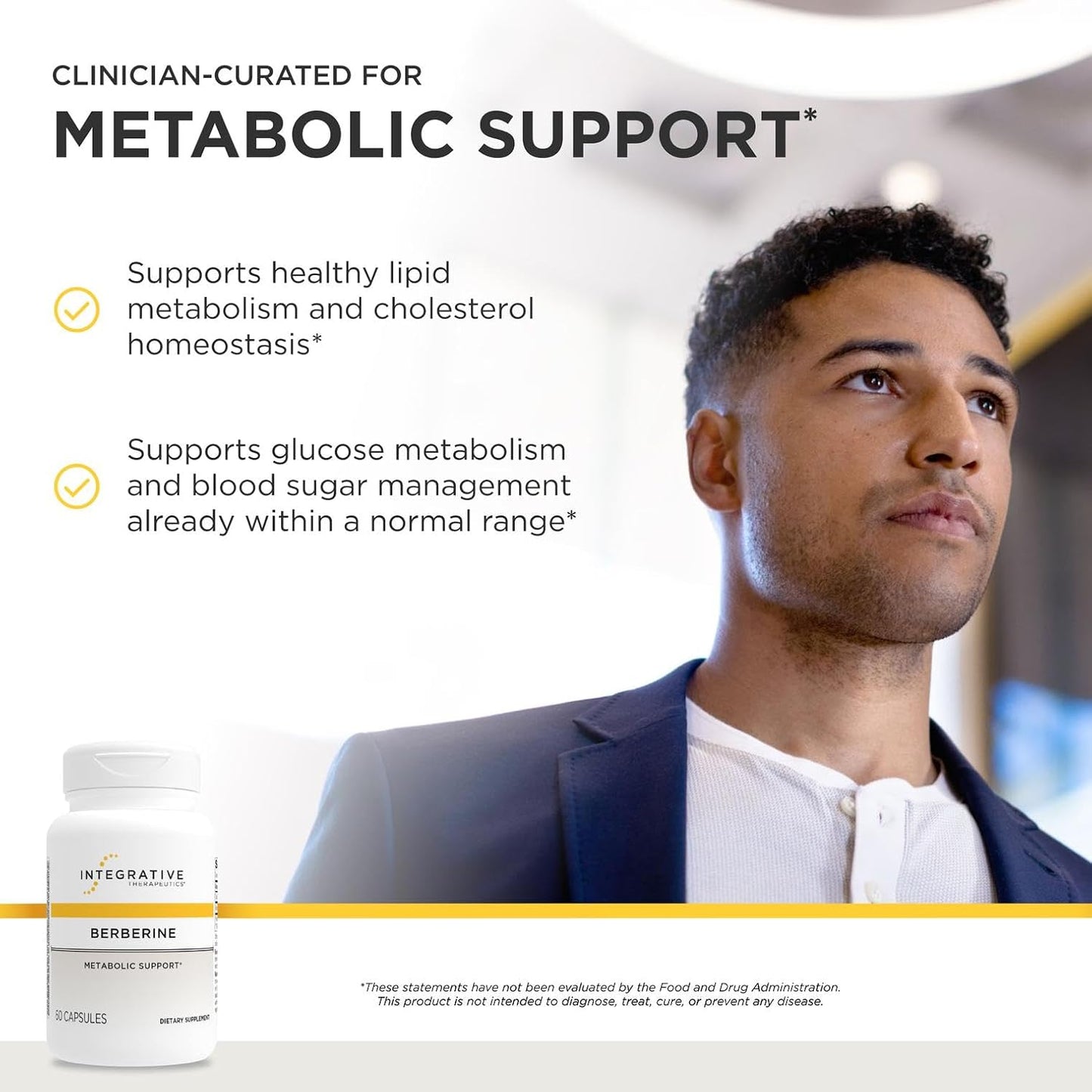 Integrative Therapeutics Berberine - Supports Metabolic Health & Cellular Energy Metabolism - Practitioner-Trusted Quality - Dairy-Free & Gluten-Free - 60 Capsules (60 Servings)