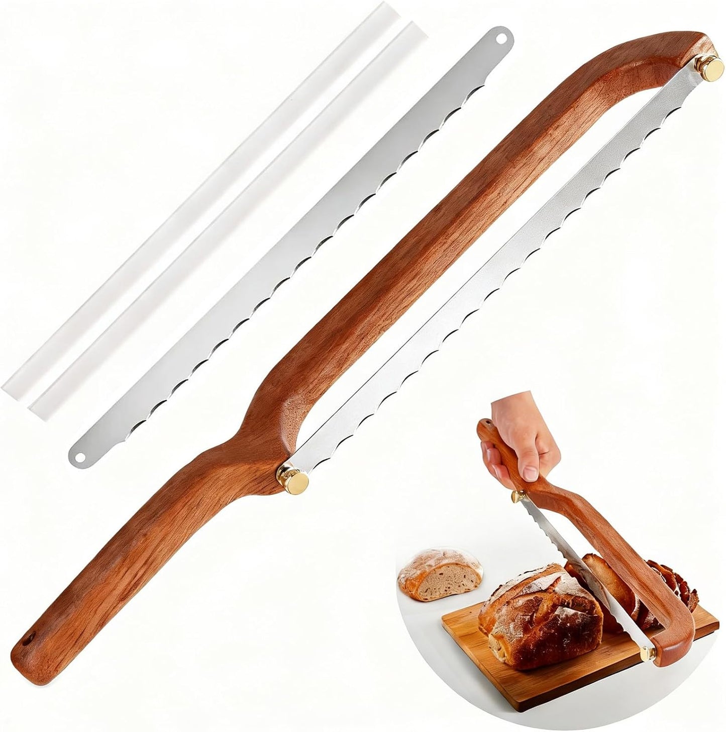 Uprichya Bread Knife for Homemade Bread Sourdough, Serrated Bread Slicer & Bread Bow Knife with Ergonomic Grip for Easy, Clean & Even Slicing