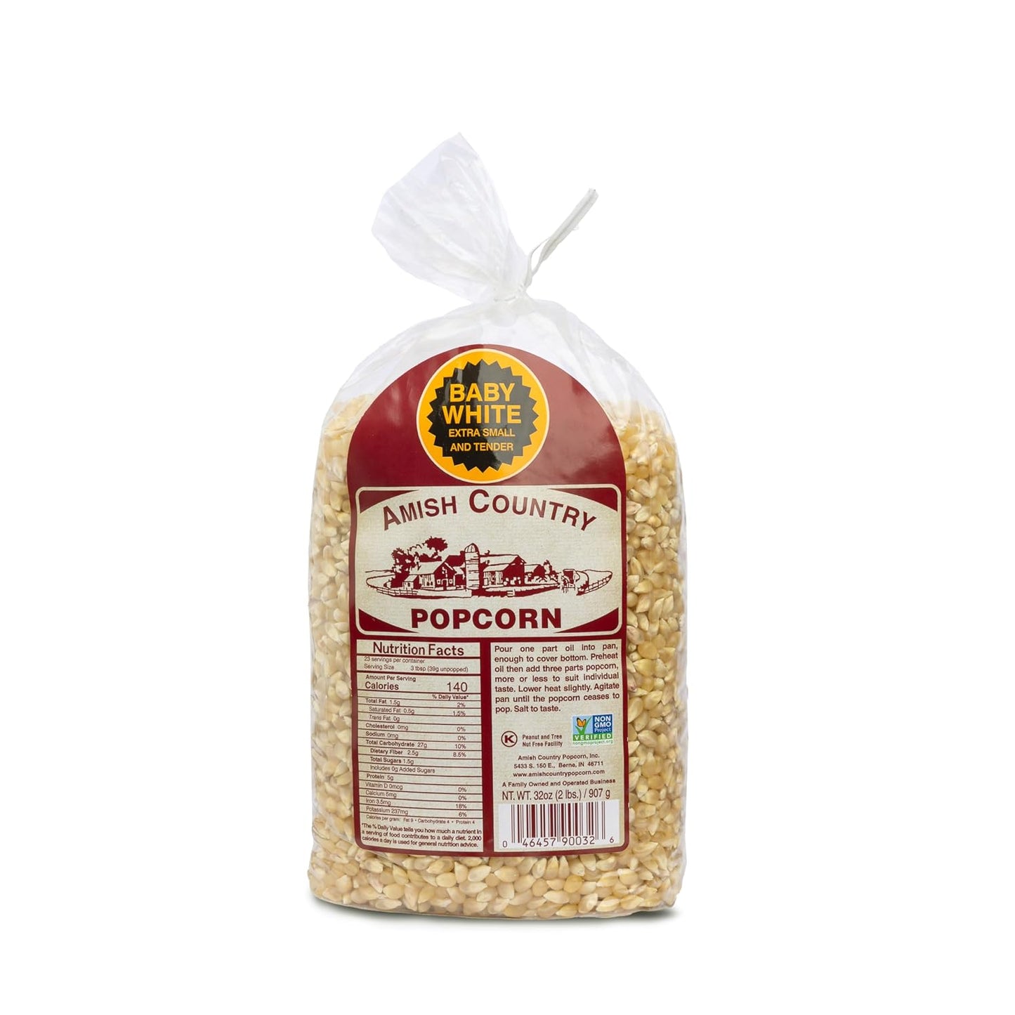 Baby White Popcorn Kernels - 6 lb Bag - Non-GMO and Gluten Free