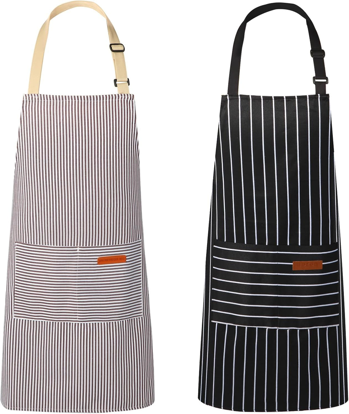 VALOME 2 Pack Kitchen Aprons with Pockets, Cooking Chef Apron for Men Women | Adjustable Neck Strap, Unisex Bib Soft Aprons, Cotton-Blend, for Grilling Cooking Gardening Baking