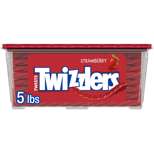 TWIZZLERS Twists Strawberry Flavored Licorice Style Chewy Candy 5 lb Bulk Tub